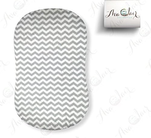 Best Halo Bassinet Mattress Pad - &amp; Sheet Cover Protector, Waterproof Fitted Sheets for Halo Swivel Sleeper, Hypoallergenic, White &amp; Grey Chevron Design for Baby Boy &amp; Girl, Smart Elastic Band Design