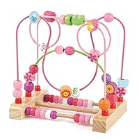 ZONXIE Wooden Classic Bead Maze Roller Coaster for Baby Activity Cube Educational Toys for Toddlers Kids Boys Girls (Garden)