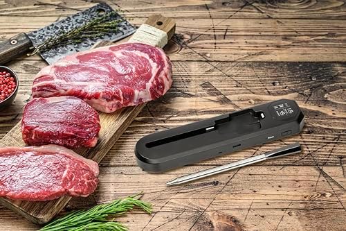 SMART BBQ 2 Fleischthermometer Kabellos 100 m, 14.1517.01, Grillthermometer, Bratenthermometer, für Grill Smoker Backofen Airfryer, Geschirrspüler geeignet, bis 300°C, schwarz