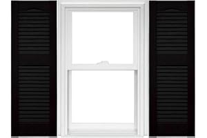 Mid America Open Louver 14.5 Inch Vinyl Shutters (1 Pair) - 002 Black - 14.5" x 55"