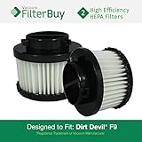 2 - FilterBuy Dirt Devil F-9 (F9) HEPA Replacement Filters, Part #'s 2DJ0360000 & 3DJ0360000. Designed by FilterBuy to fit Dirt Devil Purpose for Pets M0105 Handheld Vacuum