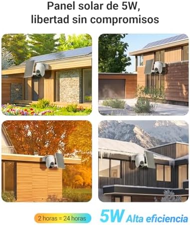 Câmera de Vigilância WiFi ao Ar Livre de 4MP, Câmera Sem Fio AOV 360° PTZ com Bateria de 5200mAh, Deteção de Forma Humana/Veículo, Visão Noturna Colorida, Defesa Ativa, Painel Solar CB8 Lite+5W