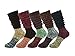 Santwo Color Block Warm Wool Blend Knited Lace Trim Hold-up Boot Crew Socks Winter Leg Warmer 5 Pairs, Multicoloured 2(5 Pairs), Large