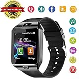 Aeifond Smart Watch DZ09 Bluetooth Smartwatch Touch Screen Wrist Watch Sports Fitness Tracker with Camera SIM SD Card Slot Pedometer Compatible iPhone iOS Samsung LG Android Kids Men Women (Black)