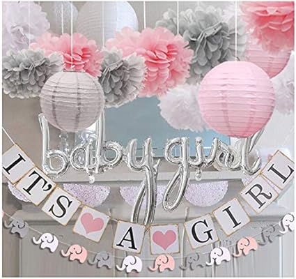 Amazon Com Luckylibra Girl Baby Shower Decorations It Is A Girl