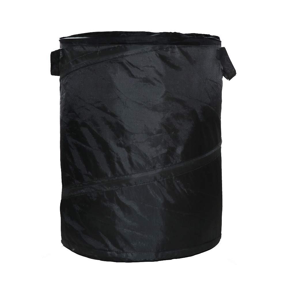 Garden Waste Bag, 37L Pop Up Leaf Trash Can, Portable Polyester Capacity Yard Waste Bag, Black, Folds up to Save Spacen und Reusable Garden Waste Sack