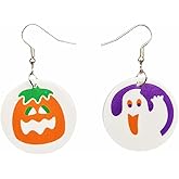 Ghost Pumpkin Cat Halloween Earrings for Women Acrylic Sugar Cookie Dangle Earring Jewelry Halloween Costume