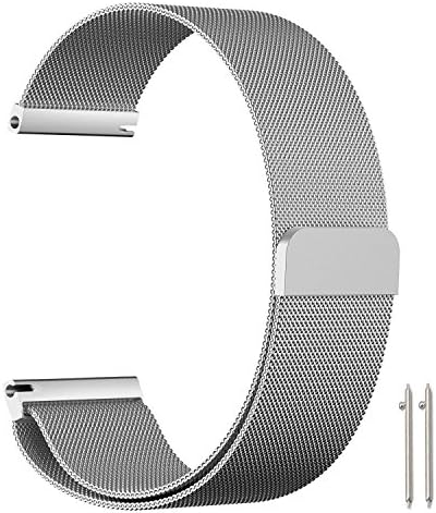 Hollyfun 18mm Replacement Smartwatch Band Fossil Q Men & Women Milanese Loop Magnetic Clasp Mesh Stainless Steel Metal Bracelet Strap Quick Release Watch Band Smart Watch(Silver, 18mm)
