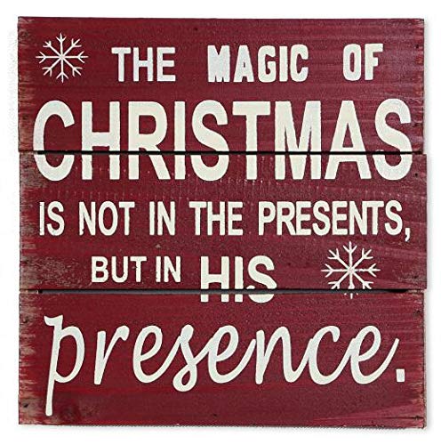 E-view Wooden Box Signs Christmas Holiday Decor, Wood Wall Art Plaque Cute Winter Decorations Decorative Sign for Home Office