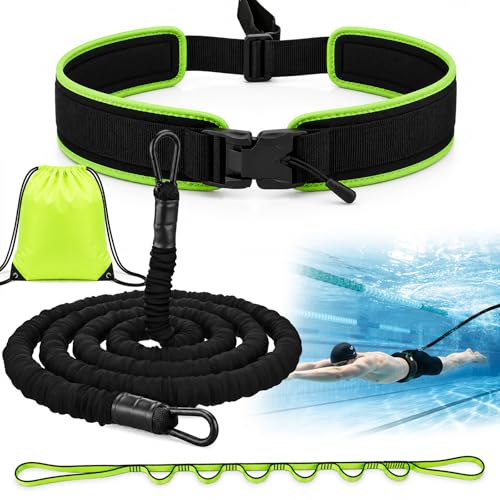 PeakQust Swimming Belt for Pool, Swimming Trainer with 3.5-8.5 m Adjustable Swimming Rope, Swimming Trainer Belt for Any Swimming Pool