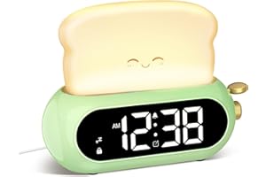 Netzu Kids Alarm Clocks for Bedroom, Cute Digital Clock with Night Light, 10 Ringtones, 10 Volumes, Nap Timer, Brightness Dimmer, Snooze, Bedside Alarm Clocks for Boys Girls Teens, Plug-in Use