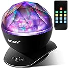 [Upgraded Version] SOAIY Soothing Aurora LED Night Light Projector with Timer, Remote, Music Speaker, 8 Lighting Modes, Relaxing Light Show, Mood Lamp for Baby Kids, Adults, Living Room,Bedroom