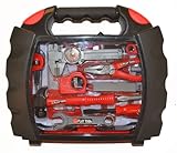 Bo-Toys Kids 28 Pcs Tool Set Pretend Play Toy Set in Handy Carry Along Tool Box, Red/Black