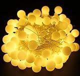 Globe string lights , Sungluber 100 Led Indoor Linkable String Lights 31V Safety Warm White Fairy Festoon Party Lighting for Patio, Wedding, Bedroom, Party