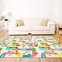 Bammax Play Mat, Folding Mat Baby Crawling Mat Kids Playmat Waterproof Non Toxic for Babies, Infants, Toddlers, 70" x 77.5" x 0.6"