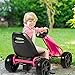 Costzon Pedal Go Kart, Pedal Powered Kids Ride on Car Toy, Children's 4 Wheels Riding Car Crazy Cart w/ Adjustable Seat, Foot Pedal, for Boys & Girls Age 3 to 8 Years Old, Indoor & Outdoor (Pink)