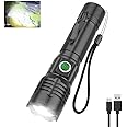 AdamStar Small Powerful Flashlight, Super Bright 8000 Lumens LED Flashlight, Type-C Rechargeable, Zoomable, Waterproof Tactical Flashlight for Camping Emergency