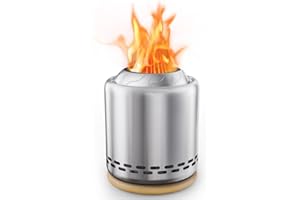 OGERY Tabletop Fire Pit with Stand 7.9 x 6.1 in, Low Smoke Stove Outdoor Table Top Firepit for Urban & Suburbs, Fueled by Pellets or Wood, Portable Mini Fire Pit with Travel Bag, Stainless Steel