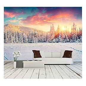 Colorful Winter Panorama in The Carpathian Mountains - Removable Wall Mural | Self-Adhesive Large Wallpaper - 66x96 inches