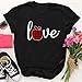 Lutos Short Sleeve Valentine’s Day Graphic Shirts for Women Buffalo Plaid Heart Print Holiday T Shirts Tops Blackthumb 1