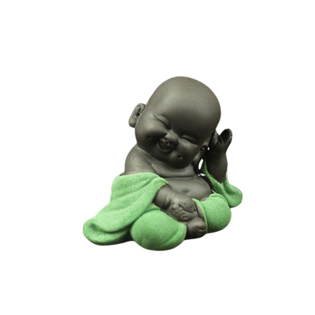 Buddha Statue Decoration Buddah Laughing Buddah Statute Home Decor Smile Buda Sculpture Little Small Baby Monk Figurine Ornaments Green