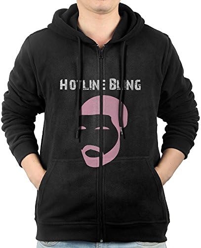 Drake Hotline Bling Men's Full Zipper Drawstring Hoodie Kangaroo Pocket Sweatshirts