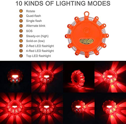 HHYSPA 3 Pack Knipperende Waarschuwingslichten LED Road Light, Road Emergency Disc Beacon Kit met Magnetische Basis voor… - Afbeelding 8