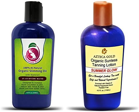 Slim Tan Combo Best Natural Sunless Tanning Lotion and Cellulite reducing Oil - Organic Alternative to Harsh Tanning Products. Slimming Oil Increases Blood Circulation Tighten and Tone Your Skin