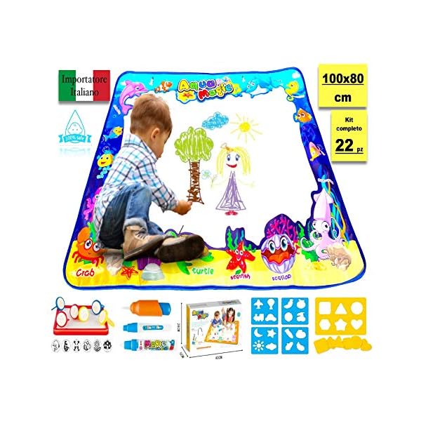 Acqua Doodle Tappeto Magico Bambini 100x80 Giochi Bambina 3 4 5 6 Anni Idee Regalo Compleanno Bambino Lavagna Cancellabile Educativi Set Pennarelli