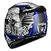 1Storm Motorcycle Bike Full FACE Helmet Mechanic Skull - Tinted Visor Blue