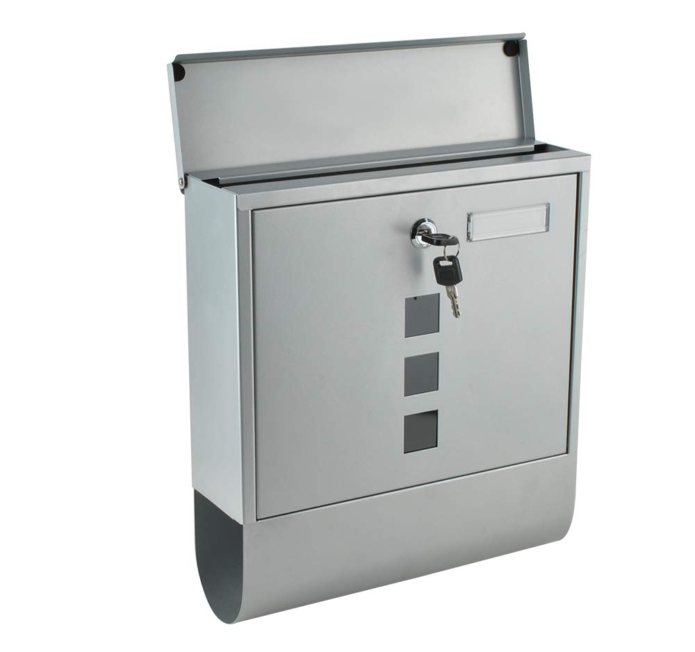 Iso Trade Letterbox Wall Mounted Outdoor Post Box Mailbox with Cover - Silver Weather Resistant Slim Line & Lockable with Newspaper Slot 1187 Brand