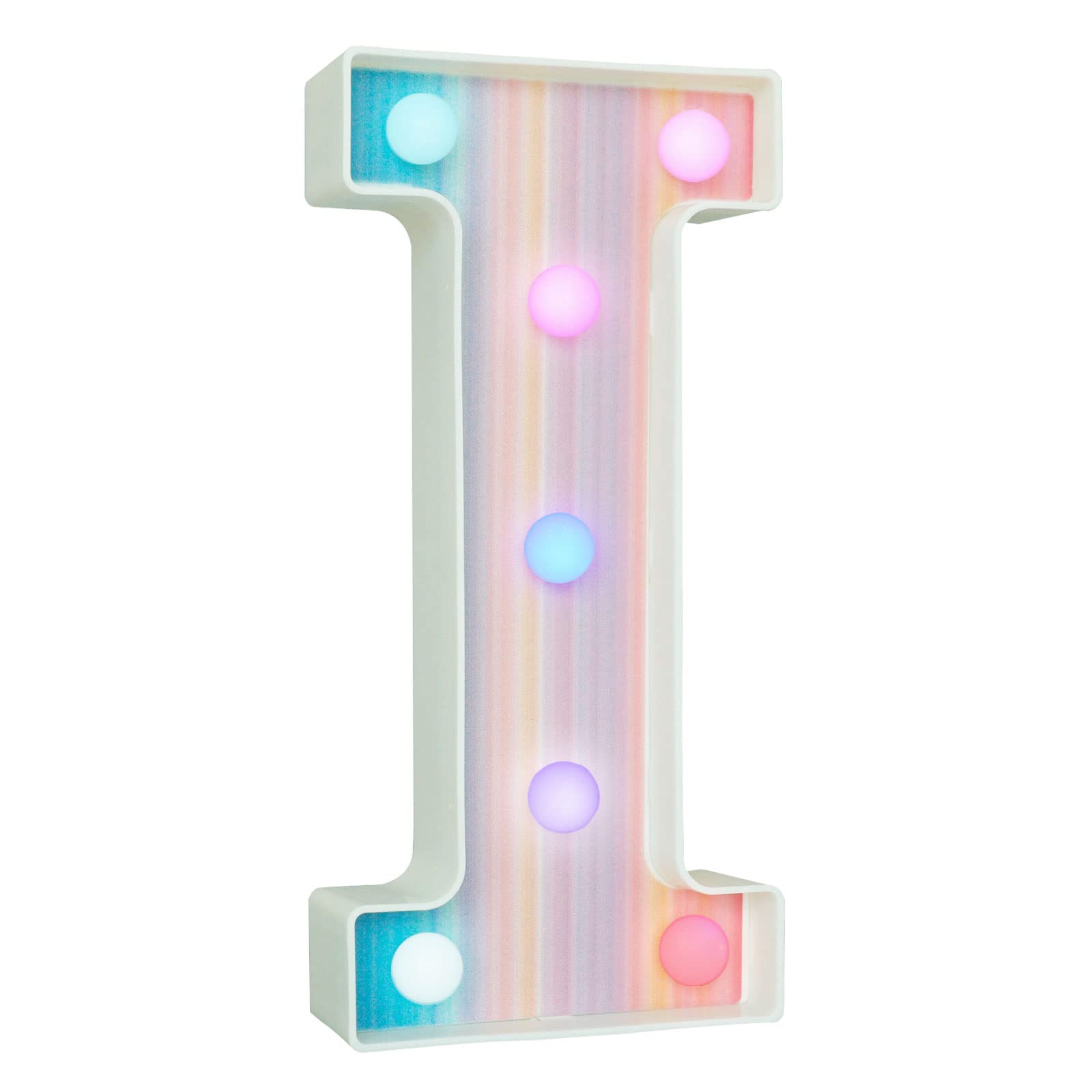 Rainbow Light Up Letters, Colorful LED Letter Lights 16 Color Changing Alphabet Sign Gifts for Girls Women Party Birthday Decorations Remote Night Light Christmas Valentine Wall Table Decor - I