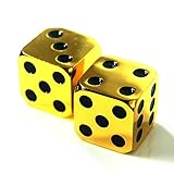 2Pcs D6 16mm Custom Metal Alloy Heavy Dice - Highly Polished Premium Edition (Gold body / Black pips)