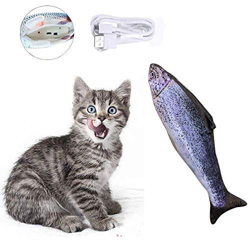 Dragon Honor Realistic Plush Simulation Electric Doll Fish, Funny Interactive Pets Chew Bite Supplies for Cat/Kitty/Kitten Fish Flop Cat Toy Catnip Toys - Perfect for Biting, Chewing and Kicking (B) - Thumbnail 6