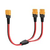 ELFCULB XT60 Y Splitter Cable 12AWG 1FT for Battery and Solar Systems | XT60 splitter cable with stranded tinned copper wire for battery connections and portable power systems.