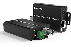 CUBQUANTNESTARS POE Over Coax Converter BNC to Ethernet IP Extender EOC, 3280ft(1000m) Power & Data Transmission Over RG59 Coaxial Cable for Analog to IP CCTV Security Surveillance System Upgrade 2 in1 BNC+Twist Pair