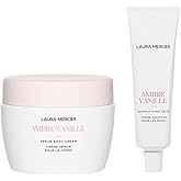 Laura Mercier Luxe Serum Body Cream and Hand Cream Bundle, Long Lasting Hydration, Infused with Shea Butter, French Inspired Scent, Ambre Vanille