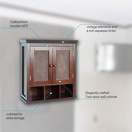 Rustic Bathroom Medicine Cabinet Jasper Elegantly Crafted from Durable Fibreboard the Two-Door Wall Design Is Perfect for Storing Bathroom Towels Rich Espresso Finish Crafted from Durable Mdf