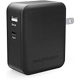 USB Type-C RAVPower 36W Dual USB C Wall Charger with 1 Power Delivery Port for MacBook, Dell XPS 13, Nexus 5X/ 6P and iSmart for iPhone, iPad, Samsung and More (Black)
