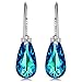 NINASUN Women Earrings Swarovski Crystals Fine Jewelry s925 Sterling Silver Teardrop Hook Earrings Valentines Anniversary Gifts for Women Wife Birthday Gifts for Mom Gilrfriend Her Women Lucky Clover
