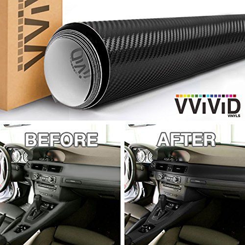 VVIVID XPO Black Carbon Fiber Car Wrap Vinyl Roll Featuring Air Release Technology (100ft x 5ft)