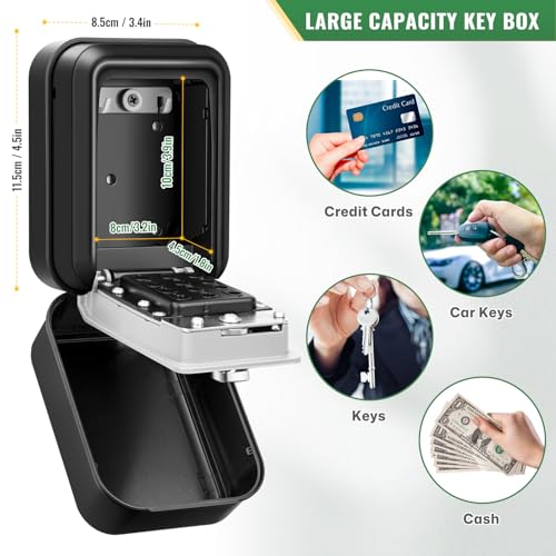 Outdoor Waterproof Key Box Combination Key Box Key Box with Code Large Security Box for Keys Wall for Home School Factory