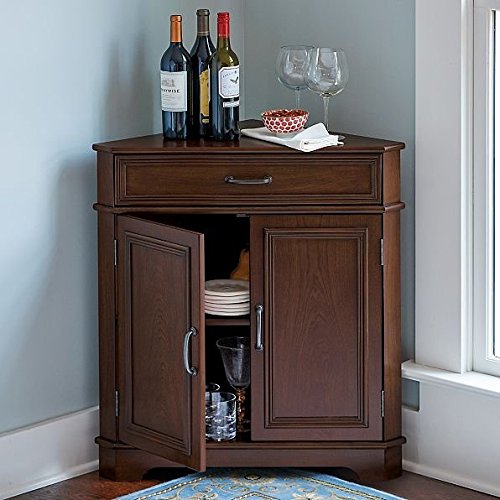 Dark Brown Walnut Finish Corner Storage Cabinet Buffet Sideboard Bathroom Storage Cupboard Furniture