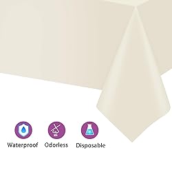Kopokita 12PCS Ivory Plastic Tablecloths 54 x 108