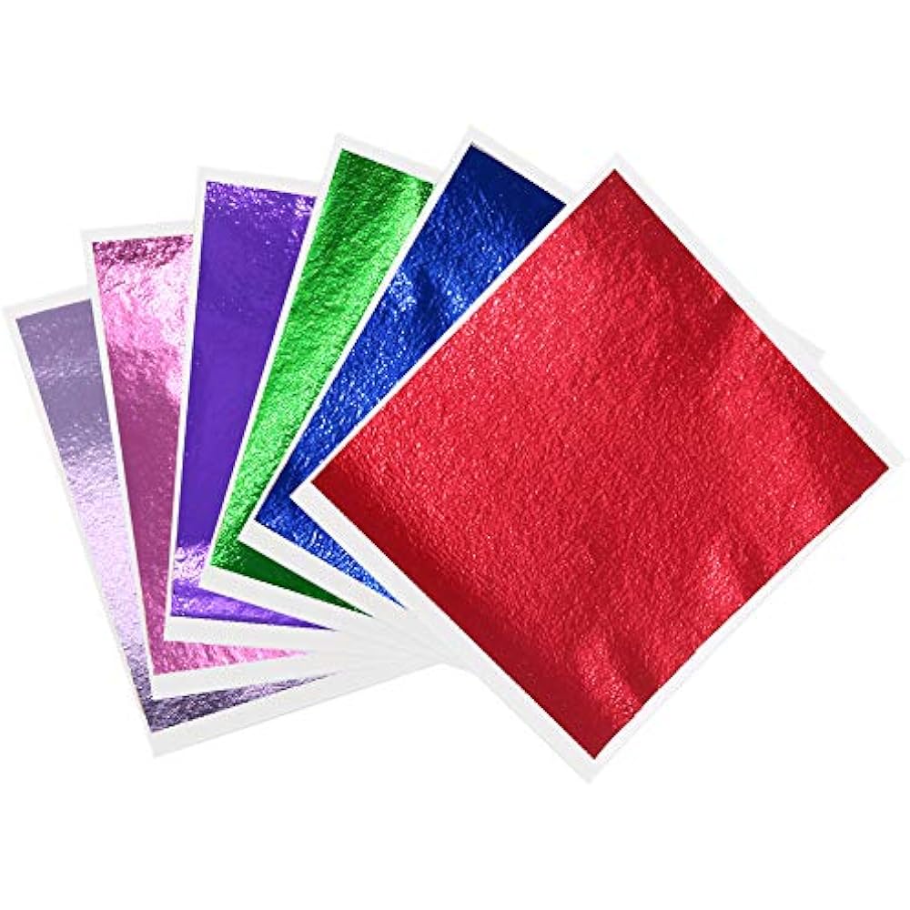 12 Colors Imitation Gold Foil Sheets MultiColor Leaf Paper 600 Pieces
