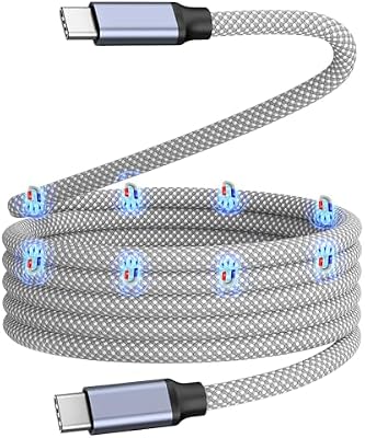 câble USB C, câble de charge magnétique, câble USB C vers USB C de 3,3 pieds câble de type C, câble de charge rapide de type C tressé en nylon