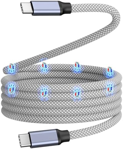 câble USB C, câble de charge magnétique, câble USB C vers USB C de 3,3 pieds câble de type C, câble de charge rapide de type C tressé en nylon