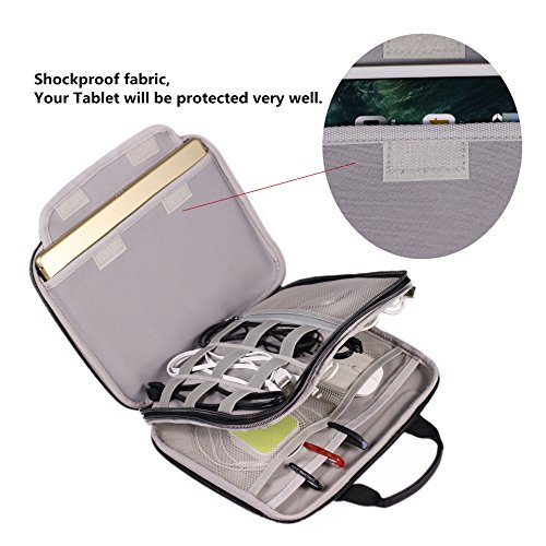 Electronics Organizer Travel Bag Accessories Cable Cord Gadget Gear Storage EVA Hard Cases for 10.5 Inch Tablet Large (Black) - Thumbnail 4
