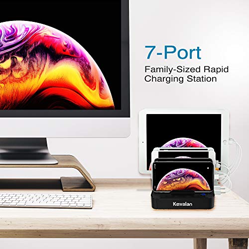 Kavalan 7 Port USB Charging Station Dock with 2 PD Charging Port, Charging Organizer Universal Desktop Tablet & Smartphone Multi-Device Charger Hub