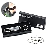 GlowGeek key chain bottle opener 2 in 1 with 5 Extra key rings and gift Box heavy duty car keychain for Man and Women